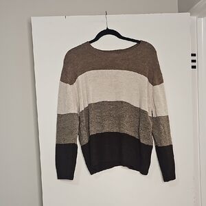 H&M Brown and Cream Striped Sweater
